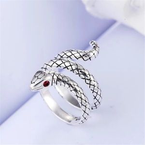 Snake Adjustable Sterling Silver Gothic Antique Wrap Ring